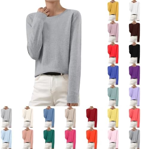 Cashmere Sweaters for Women Roundneck Long Sleeve Jumper Knitted Pullover Warm Sweatshirt