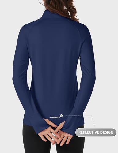 Cavva Women's Fleece Quarter Zip Pullover Running Shirt Long Sleeve Thermal Tee Athletic Workout Tops Thumb Hole