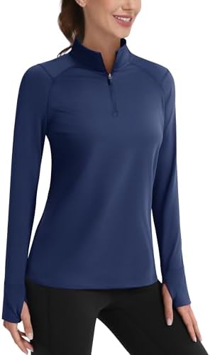 Cavva Women's Fleece Quarter Zip Pullover Running Shirt Long Sleeve Thermal Tee Athletic Workout Tops Thumb Hole