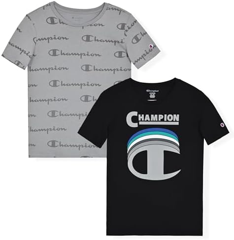 Champion Boys Tee Shirts 2 Pack Short Sleeve T-Shirts for Boys in Sizes 4-18