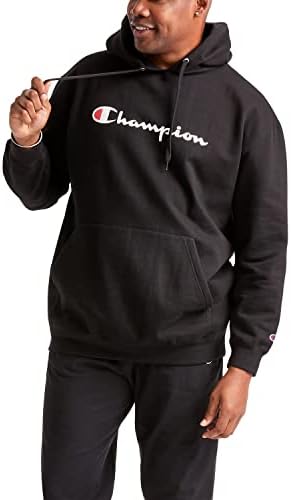 Champion Men's Fleece Script Logo Hoodie (Reg. Or Big & Tall)