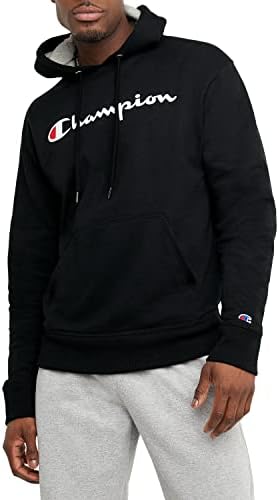 Champion Men's Fleece Script Logo Hoodie (Reg. Or Big & Tall)