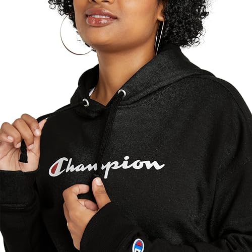 Champion Women’s Pullover Fleece Hoodie Loose Fit Midweight Script Logo