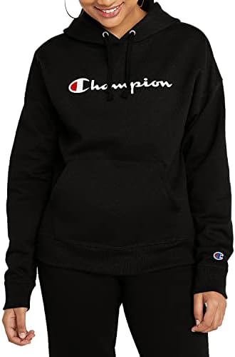 Champion Women’s Pullover Fleece Hoodie Loose Fit Midweight Script Logo