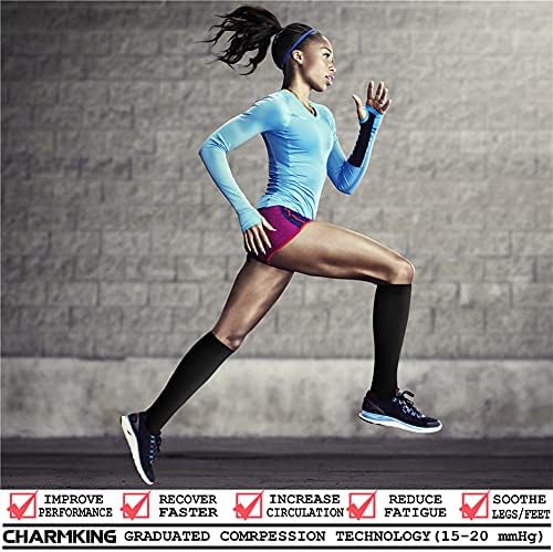CHARMKING Compression Socks For Women & Men Circulation (8 Pairs) 15-20 MmHg Is Best Support For Athletic Running Hiking