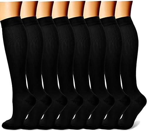 CHARMKING Compression Socks for Women & Men Circulation (8 Pairs) 15-20 mmHg is Best Support for Athletic Running Hiking