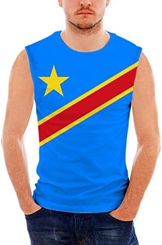 CHINEIN Mens Basic Solid Tank Top Jersey Casual Shirts Boys Democratic Republic of Congo Flag