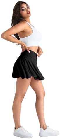 CHRLEISURE Women Tennis Golf Skirt With Pockets - High Waisted Crossover Golf Pleated Athletic Workout Dress Running Skort