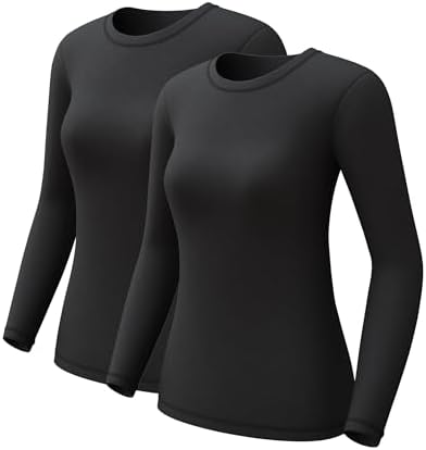 CL convallaria 1 2 4 Pack Women's Thermal Underwear Tops Women Fleece Lined Long Sleeve Baselayer Shirt for Winter