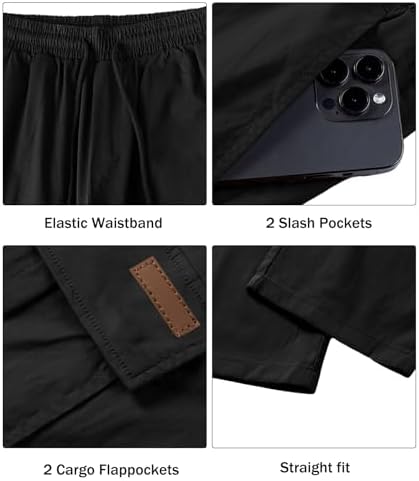 Comdecevis Men's Casual Cargo Pants Workout Joggers Stretch Sweatpants Hiking Drawstring Tactical Pants With Multi Pockets