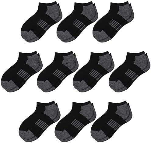 Comfoex 10 Pairs Boys Socks Low Cut Ankle Socks For Kids 8-10 4-6 6-8 Years Old Short Athletic Socks With Cushioned Sole