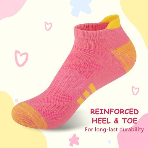 Comfoex 12 Pairs Girls Athletic Ankle Socks For 4-6 6-8 8-10 Years Old - Cotton Short Socks For Little Big Kids