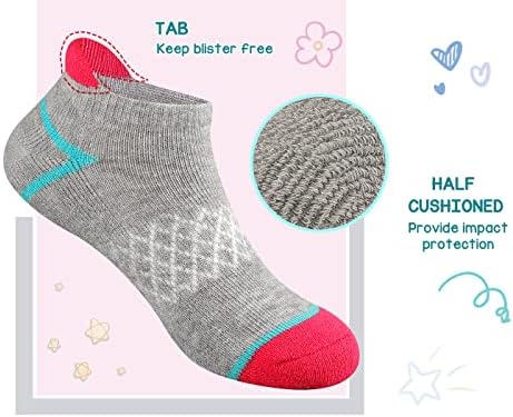 Comfoex 12 Pairs Girls Socks Ankle Athletic Socks Cotton Sports Socks With Cushioned Sole For Big Little Kids