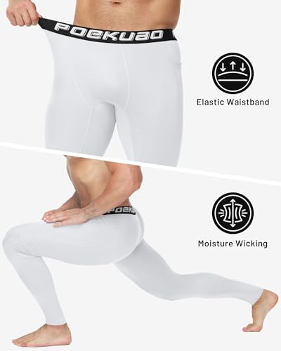 Compression Pants For Men With Pockets Running Leggings Workout Tights Base Layer For Athletic Gym Basketball