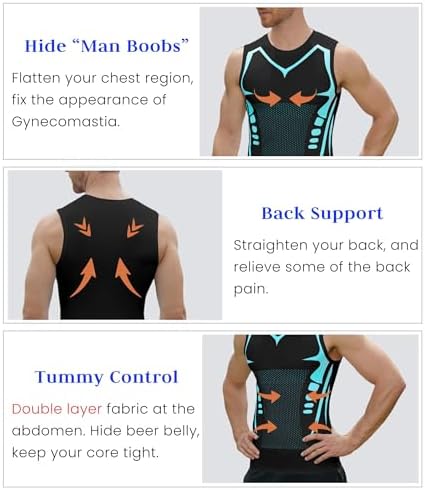 Compression Shirt Men Slimming Body Shaper Vest Crewneck Workout Shirts Tummy Control Undershirts