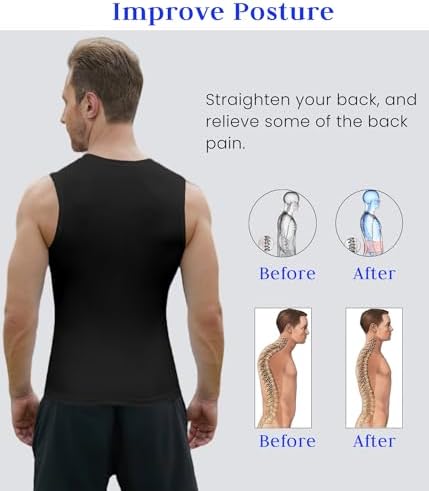 Compression Shirt Men Slimming Body Shaper Vest Crewneck Workout Shirts Tummy Control Undershirts