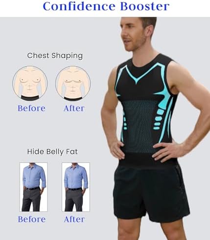 Compression Shirt Men Slimming Body Shaper Vest Crewneck Workout Shirts Tummy Control Undershirts