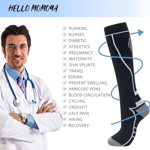 Compression Socks For Women Men Circulation Knee High 8 Pairs For Nurses Running Travel Athletic