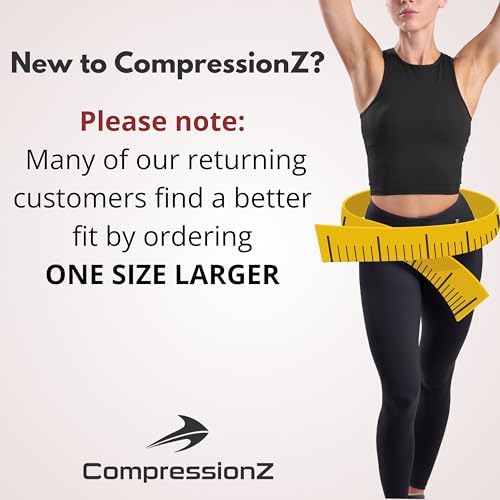 CompressionZ Women's Compression Leggings High Waisted Performance Tummy Control Gym Pilates Travel Yoga Workout Pants