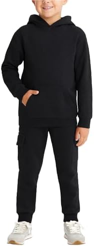 Coney Island Boys' Athletic Jogger Set - 2 Piece Fleece Pullover Hooded Sweatshirt and Cargo Sweatpants for Boys (Sizes:8-16)