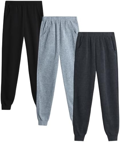 Coney Island Girls Sweatpants - 3 Pack Soft Fleece Active Performance Joggers for Girls - Kids Athletic Pants with Pockets