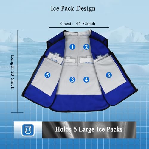 Cooling Vest For Men Women Teens Adjustable Ice Vest With 20 Pcs Ice Packs For Hot Weather Use Ideal For Outdoor Work Fishing Cycling Running Gardening Motorcycle