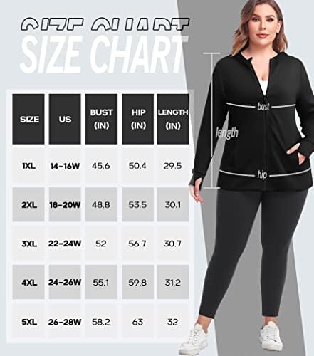 COOTRY Womens Plus Size Workout Jackets Full Zip Up Lightweight Athletic Running Hoodies With Thumb Holes