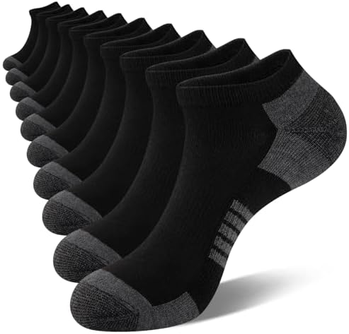COOVAN 10 Pairs Mens Ankle Socks Men 10 Pack Low Cut Comfort Cushion Casual Socks