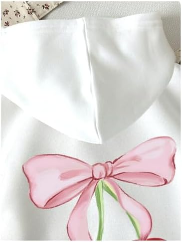 COZYEASE 女童樱桃印花连帽运动衫长袖图案连帽衫套头上衣