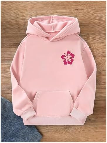 COZYEASE Girl's Floral Graphic Hoodie Long Sleeve Hooded Neck Sweatshirt Pullovers With Pocket