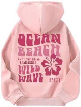 COZYEASE Girl's Floral Graphic Hoodie Long Sleeve Hooded Neck Sweatshirt Pullovers with Pocket