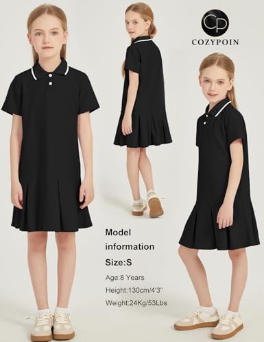 COZYPOIN Girls Active Tennis Dress Polo Short Sleeve Summer Casual School Uniform Pleated Athletic Dresses For 5-14Y