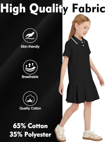 COZYPOIN Girls Active Tennis Dress Polo Short Sleeve Summer Casual School Uniform Pleated Athletic Dresses For 5-14Y