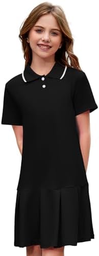 COZYPOIN Girls Active Tennis Dress Polo Short Sleeve Summer Casual School Uniform Pleated Athletic Dresses for 5-14Y