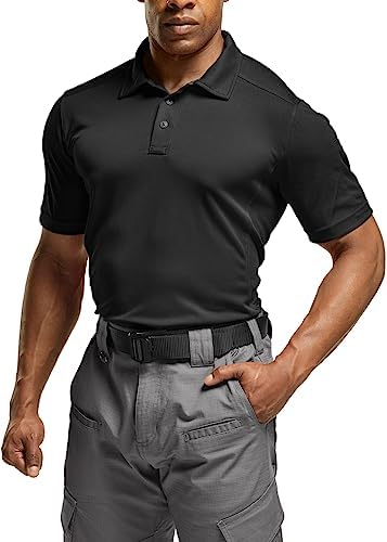 CQR Men's Polo Shirts Tactical Short Sleeve Golf Performance Shirts Lightweight Dry Fit UPF 50+ Pique