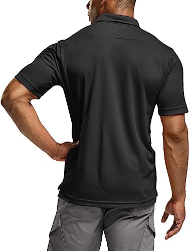 CQR Men's Polo Shirts Tactical Short Sleeve Golf Performance Shirts Lightweight Dry Fit UPF 50+ Pique