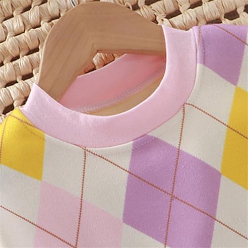 Crewneck Sweatshirt For Toddler Boys Girls Loose Pullover Sweatshirt Kids Long Sleeve Argyle Hoodies Tops Fall Clothes