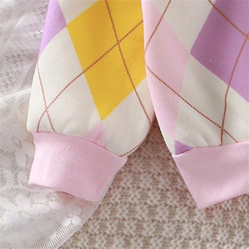 Crewneck Sweatshirt For Toddler Boys Girls Loose Pullover Sweatshirt Kids Long Sleeve Argyle Hoodies Tops Fall Clothes