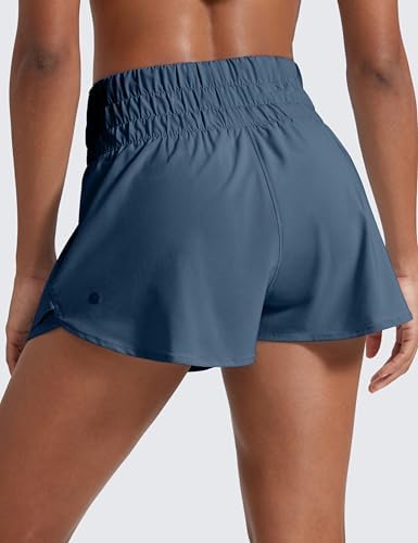CRZ YOGA Athletic Shorts For Women High Waisted Flowy Ruffle Skirt Overlay For Workout Running Tennis With Zip Pocket