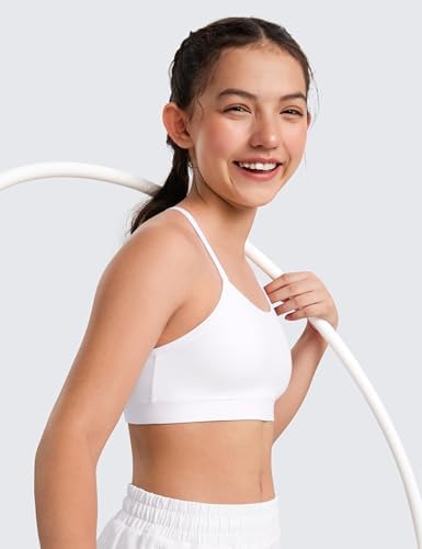 CRZ YOGA Butterluxe Girls Sports Bra - Spaghetti Strap Y Back Racerback For Teens Kids Training Yoga Comfort Crop Top