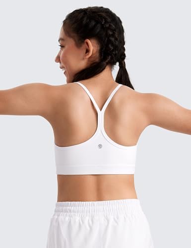 CRZ YOGA Butterluxe Girls Sports Bra - Spaghetti Strap Y Back Racerback For Teens Kids Training Yoga Comfort Crop Top