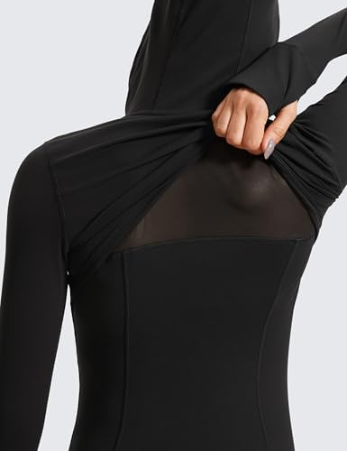 CRZ YOGA Butterluxe Womens Hooded Workout Jacket Athletic Running Zip Up With Back Mesh Vent And Thumb Holes