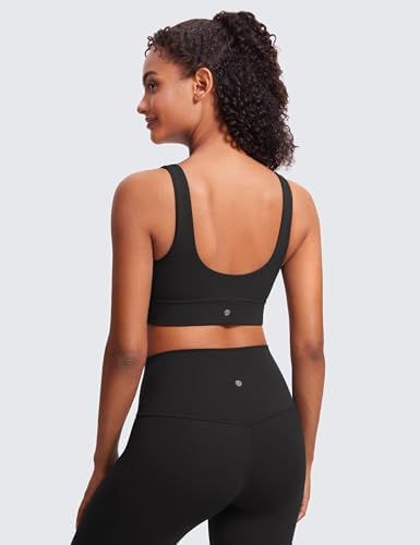 CRZ YOGA Butterluxe Womens U Back Sports Bra - Scoop Neck Padded Low Impact Yoga Clothes Workout Crop Top With Built In Pads