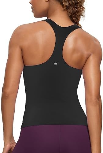 CRZ YOGA Butterluxe Workout Tank Tops for Women Built in Bras Padded - Racerback Athletic Spandex Yoga Camisole