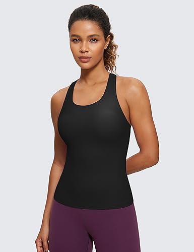 CRZ YOGA Butterluxe Workout Tank Tops For Women Built In Bras Padded - Racerback Athletic Spandex Yoga Camisole