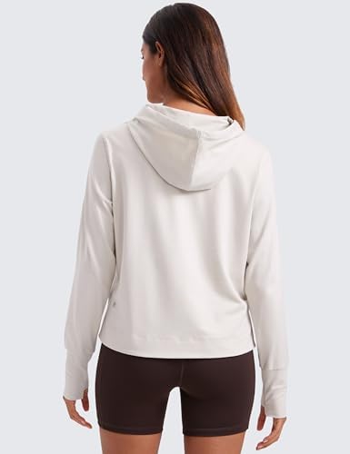 CRZ YOGA Cloud Jersey Pullover Hoodies For Women Long Sleeve Hooded Workout Sweat Shirts Casual Yoga Tops With Thumb Holes