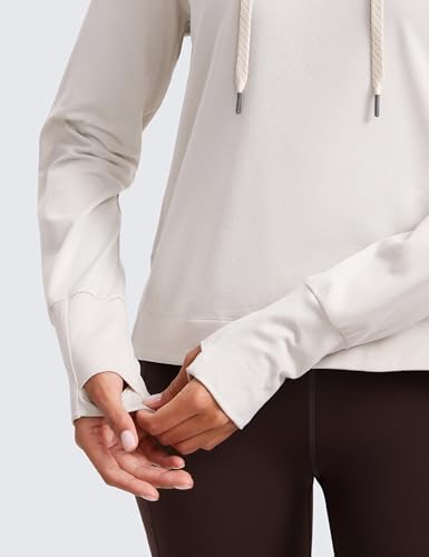 CRZ YOGA Cloud Jersey Pullover Hoodies For Women Long Sleeve Hooded Workout Sweat Shirts Casual Yoga Tops With Thumb Holes