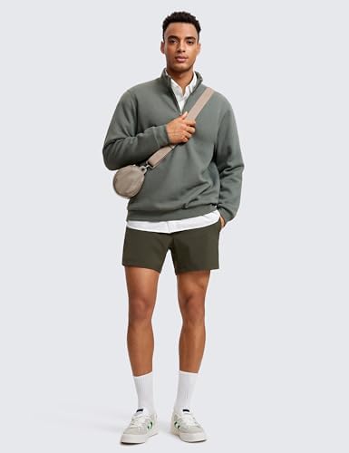 CRZ YOGA Fleece Lined Half Zip Sweatshirts For Men Mock Neck Pullover Sweat Shirts Casual Workout Daily Sweaters