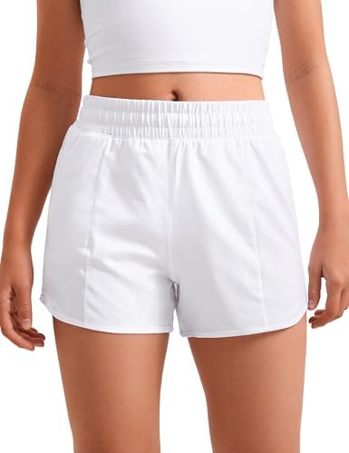 CRZ YOGA Girls Athletic Shorts with Zipper Pocket for Teens Kids Running Workout Casual Tennis Soccer Lightweight Liner