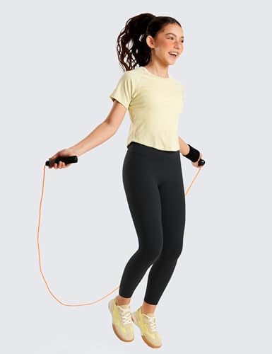 CRZ YOGA Girls Butterluxe Crossover Athletic Leggings - High Waist V Cross Kids Lounge Pants Yoga Active Dance Running Tights